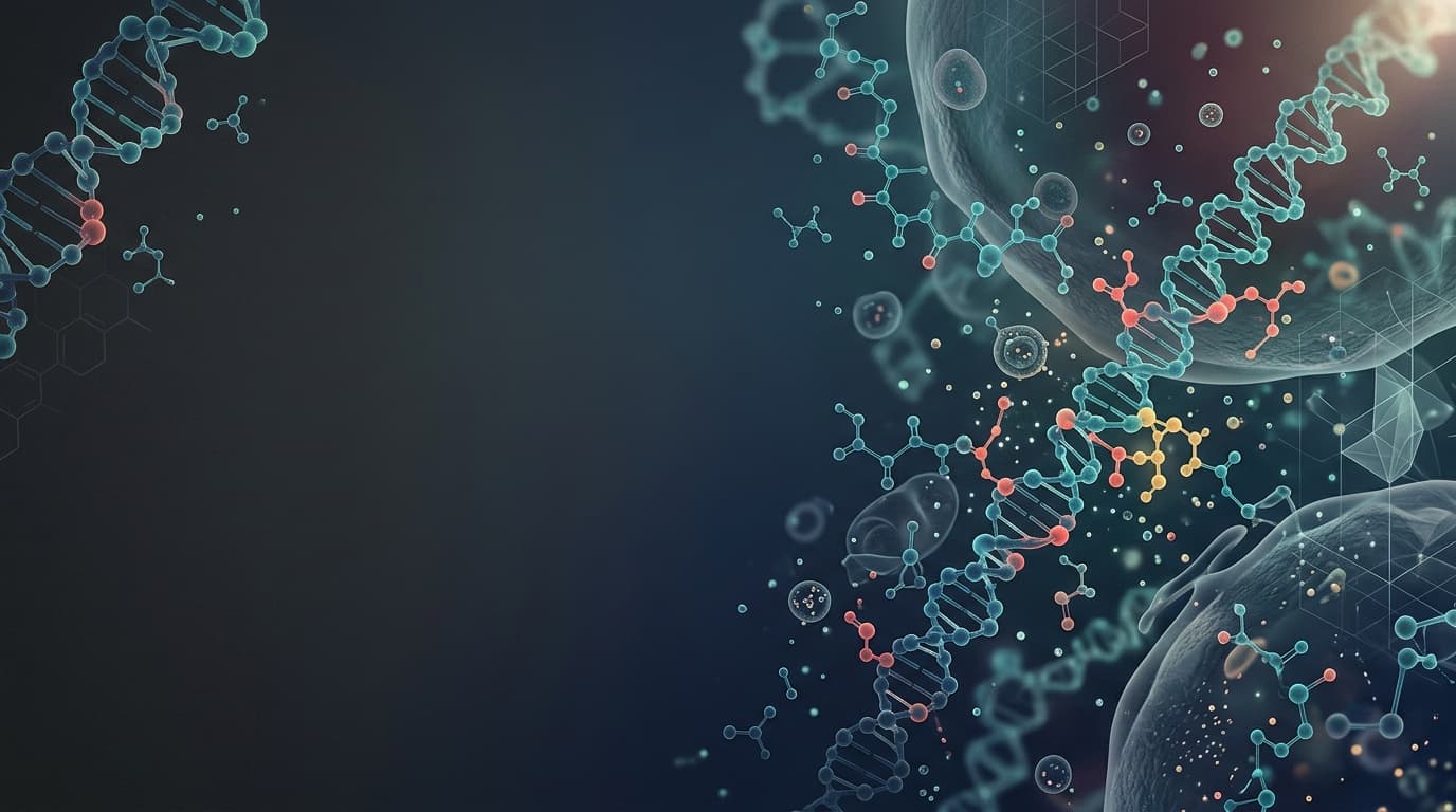 Microscopic environment with peptide chains and molecular structures
